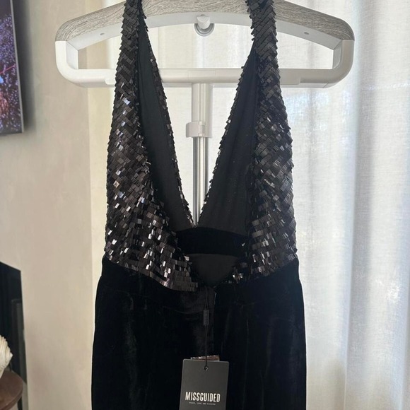 Black Velvet Sequince Dress Missguided - Picture 4 of 5